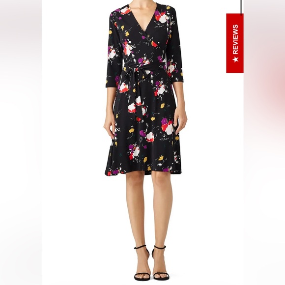 Leota Women's Floral Wrap Dress Size Small Purple Red Black